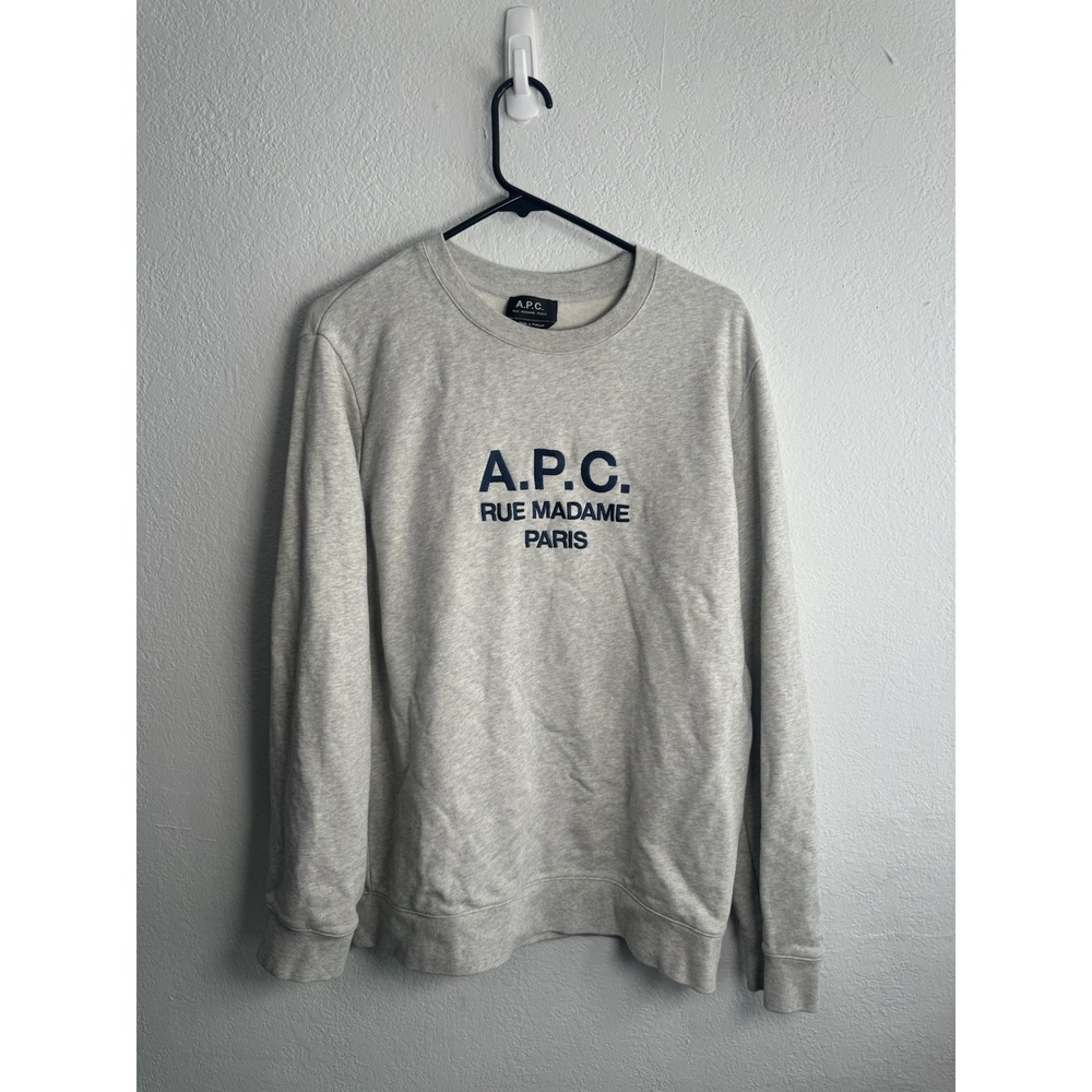 APC Rue Madame Paris Logo Sweatshirt‎ Mens Graphic Crew Neck XL